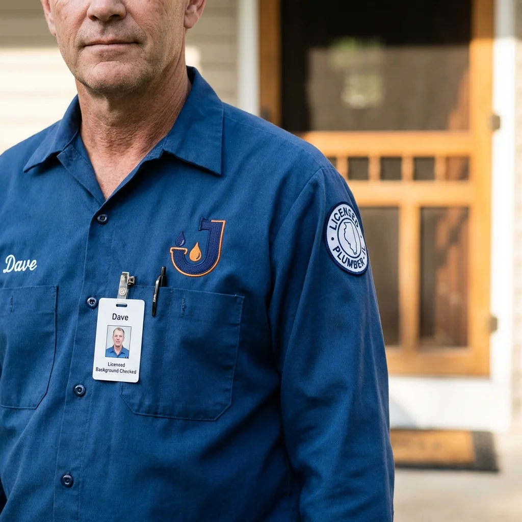 Licensed plumber showing ID badge in Bloomingdale, NJ