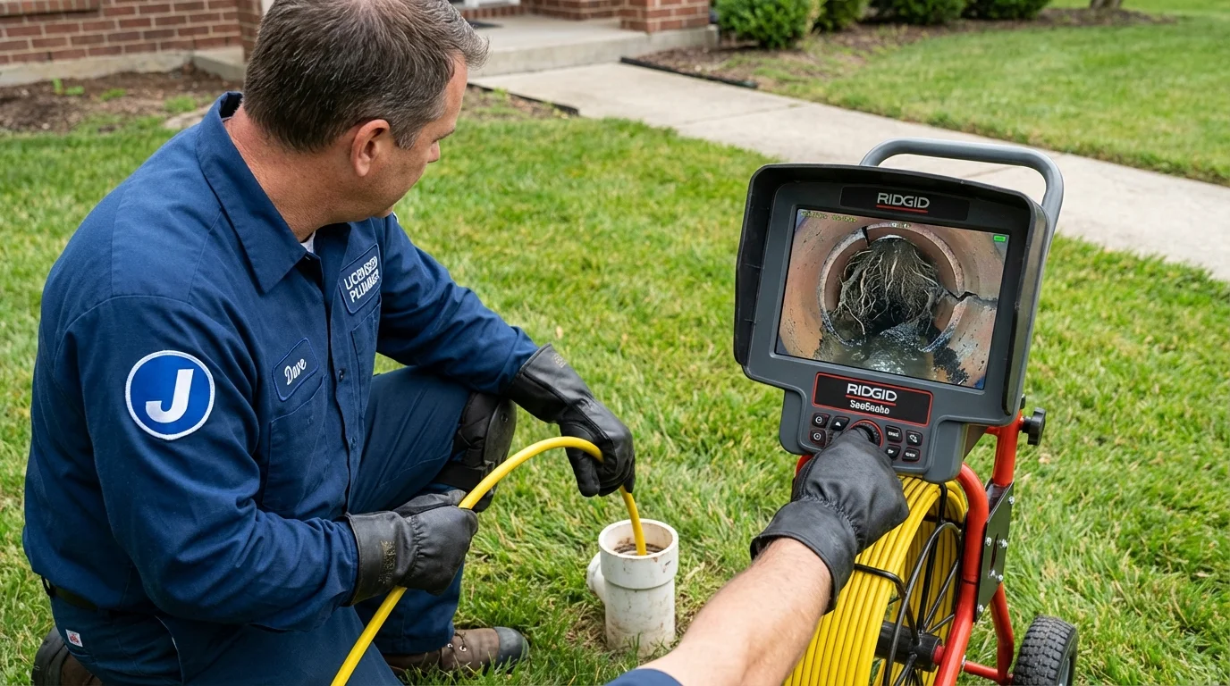 Sewer camera inspection being performed by Johns Plumbing LLC in Bloomingdale